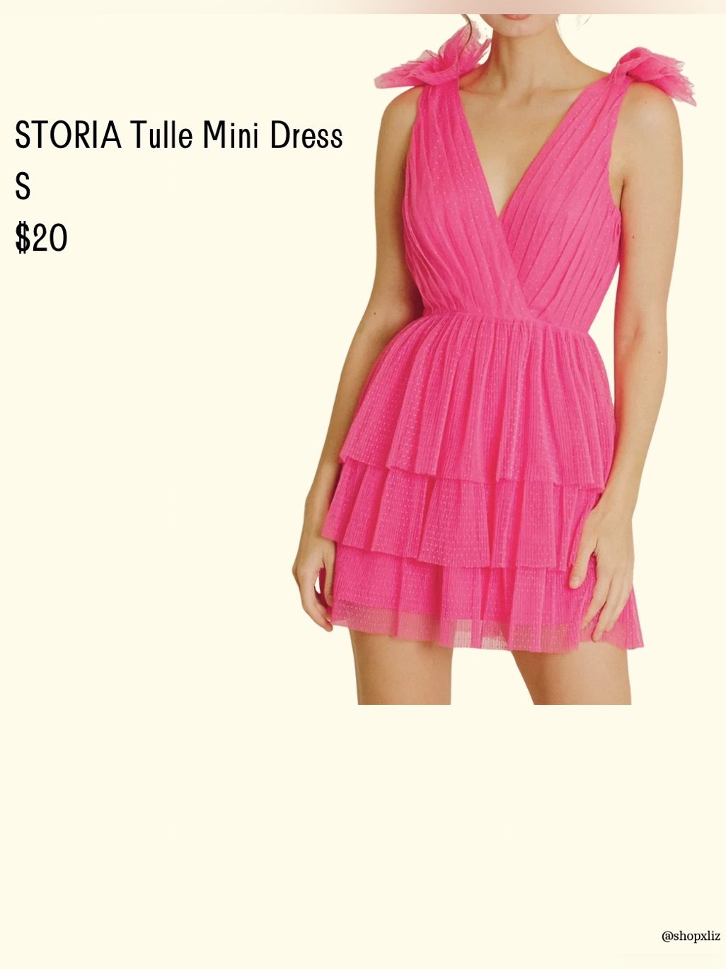 Storia Hot Pink Tiered Tulle Mini Dress